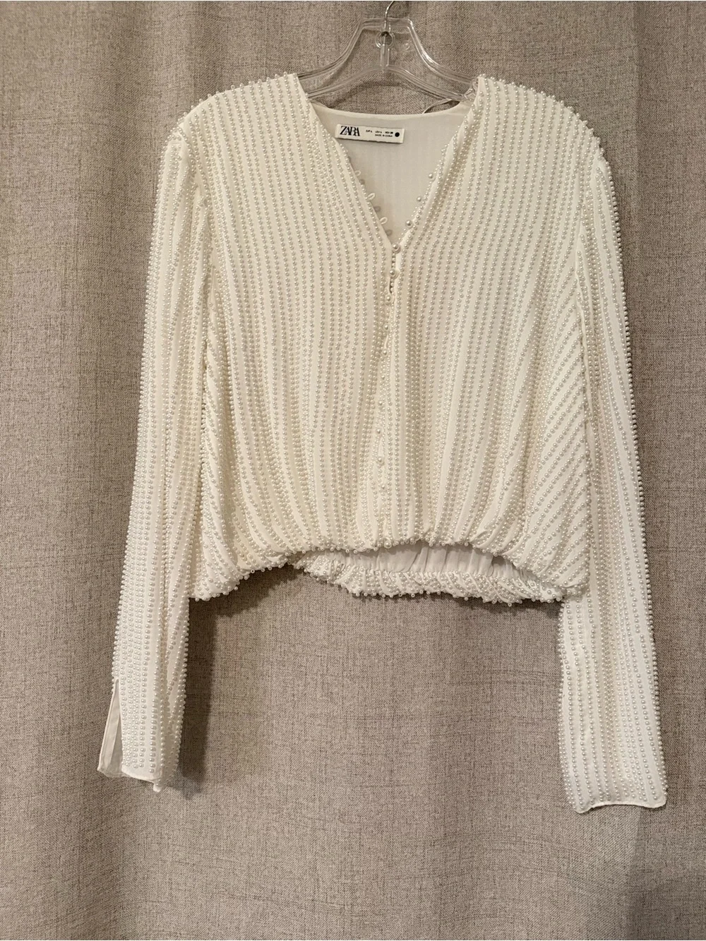 Zara Limited Edition Pearl Embellished Blouse | L